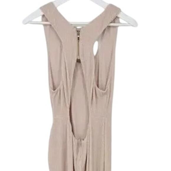 NWT Rumer Rosa Sleeveless Scoop Neck Maxi Dress Open Back Side Split Nude XL - Picture 7 of 16